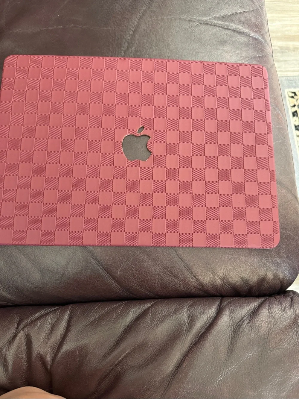 Apple MacBook with Red Checkered Protective Skin